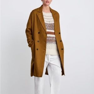Zara Long Linen Jacket Coat